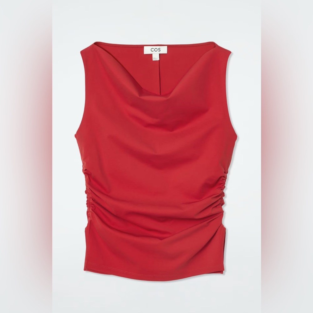 COS Cowl Neck Red Sleeveless Top